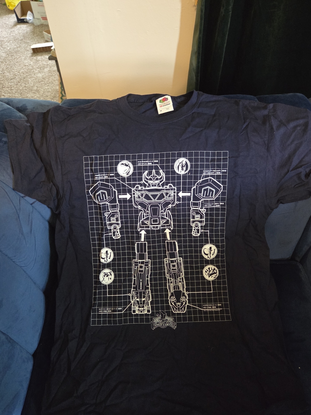 NWOT Power Ranger Navy Blue Megazord Schematic Short Sleeve Tee